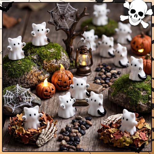 Mini Ghost Cat Figurines Set - 100 Pieces Halloween Decoration, Cat-Themed Resin Ornaments - Variation of THIS listing: Cat
