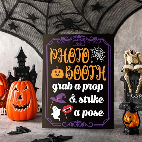 Halloween Photo Booth Sign with Stand - Happy Fall Party Decor