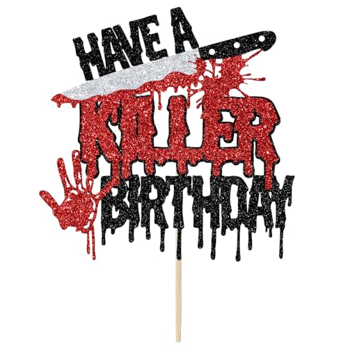 Halloween Zombie Vampire Cake Topper - Horror Party Decoration, 7 Inch Glitter Cake Decor