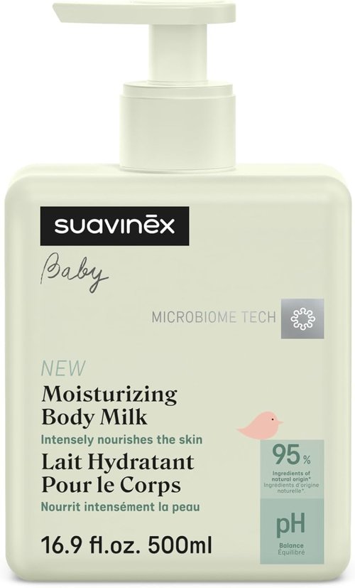 Suavinex Moisturizing Body Milk | Gentle Baby Lotion for Sensitive Skin | 16.9 fl oz, Light Texture