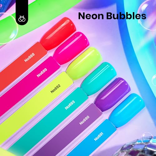 Neon Bubbles Gel Nail Polish Set - 6 Vibrant Colors, 15ML, Neon Bubbles Variation