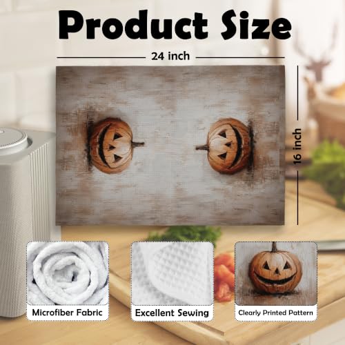 Vintage Halloween Fall Pumpkin Kitchen Dish Towels 16x24in - Autumn18