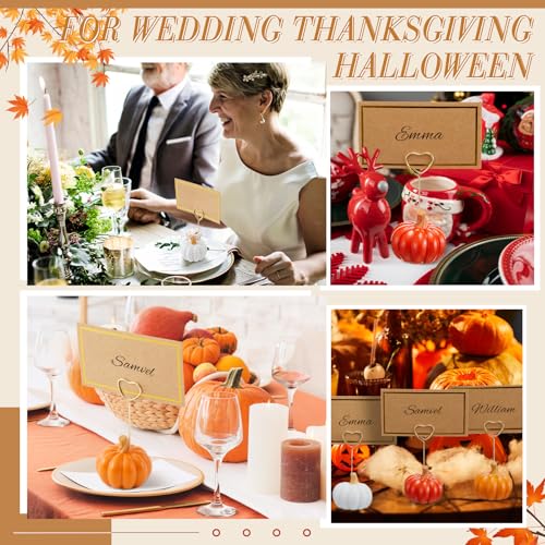 Pumpkin Card Holders Set of 8 - White, Orange, Dark Orange Thanksgiving Decor