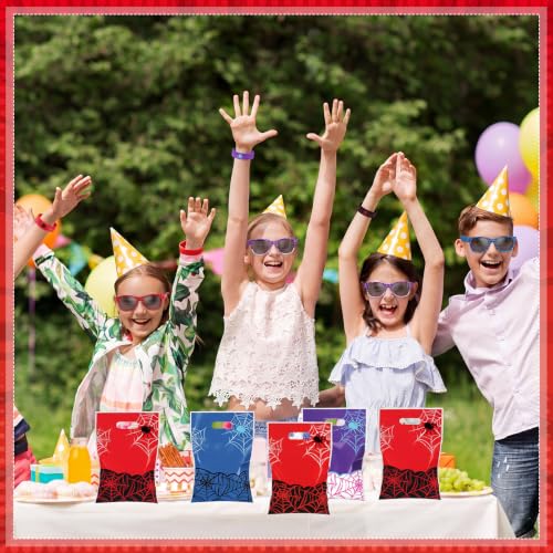 96 Pieces Spiderweb Party Favor Set with Bracelets Glasses and Gift Bags - Vibrant