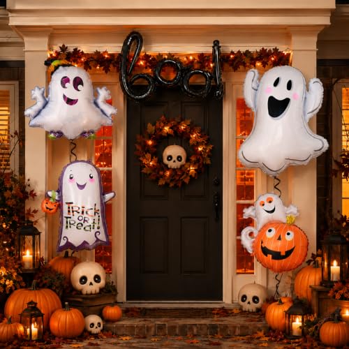 Halloween Foil Balloon Set with Ghost and Pumpkin - White Ghost Variation