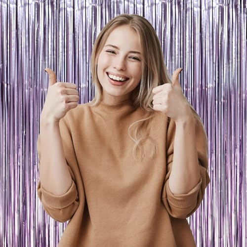 Light Purple Foil Fringe Backdrop Curtains - 3.3x6.6ft, 9pcs Party Decorations - Variation of THIS listing