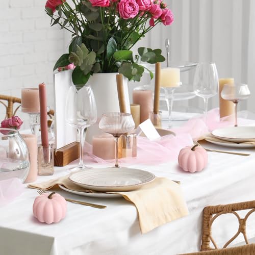 Pink Artificial Pumpkin Decor Set - 24 Mini 4-Inch Fall Foam Pumpkins