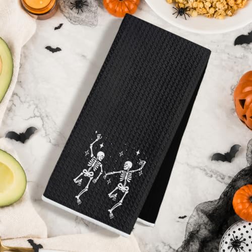 Funny Dancing Skeleton Hand Towels Set - Microfiber Bathroom & Kitchen Decor - Multi 1446