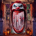 Halloween Clown Door Banner with Bloody Handprint Curtain - Crown Variation