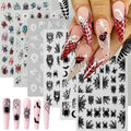 Halloween Spider Nail Stickers - 6 Sheets Self-Adhesive Nail Decals with Web & Spider Design - Variation Halloween06