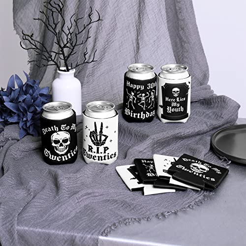 Gothic 30th Birthday Can Coolers 12-Pack Skull Design Insulated Drink Holders