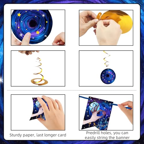 Horror Birthday Party Decorations Set - Blue & Purple Theme with Banner Balloons & Backdrop