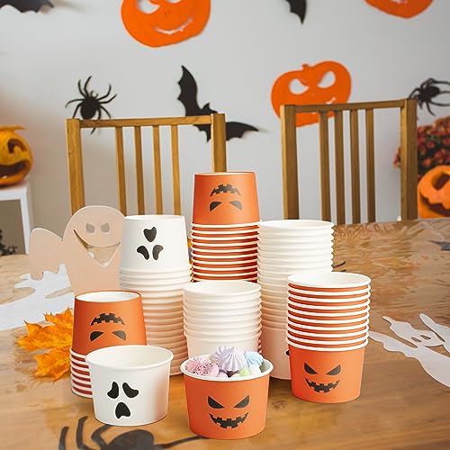 150 Pack Halloween Snack Cups 8oz Disposable Pumpkin Ghost Paper Bowls