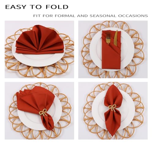 Set of 8 Rust Cloth Napkins - 18x18 Inches Fall Table Decor, Washable & Absorbent