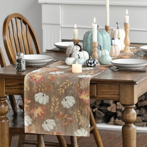 Brown 13x90 Inch Fall Table Runner Polyester Home Decor for Dining & Parties