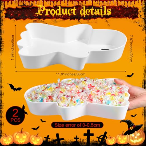 Halloween Ghost Candy Bowls Set - Spooky Boo Plastic Serving Trays, 2 Pieces