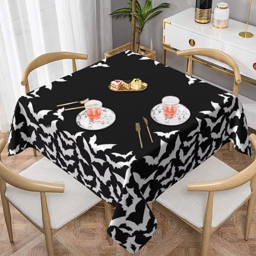 Halloween Tablecloth 54x54 Inch Square Black Bats Farmhouse Decor