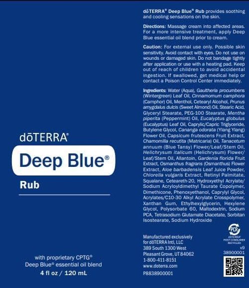 doTERRA Deep Blue Rub - Soothing Muscle Relief Cream | 4 oz Tube for Pain Relief