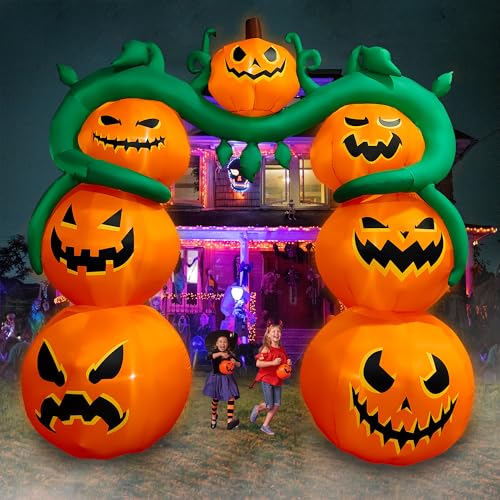 9FT Halloween Inflatable Pumpkin Archway Outdoor Decoration with LED Lights