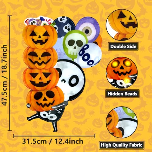 Halloween Solar Lighted Garden Flag Skeleton & Pumpkin Double Sided 12x18 Inch - Ghost Skull Variation
