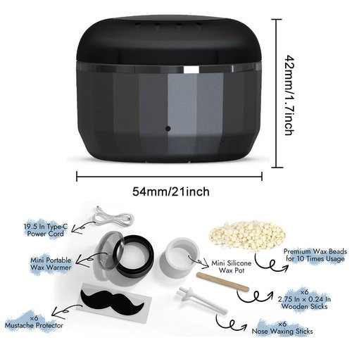 FONESO Nose Wax Kit, Mini Wax Warmer for Eyebrow Ear Hair Removal with Silicone Bowl, 100g Beads, 10 Sticks, Fast Heat, Smart Constant Temp, Portable Waxer Melter Machine Kit for Face Waxing