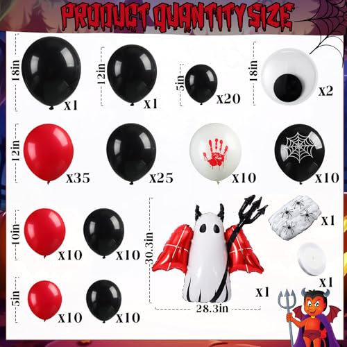 Halloween Balloons Set with Devil & Red White Variation - 148 pcs Party Decorations