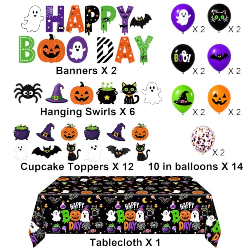Halloween Party Supplies Set with Plates, Napkins, Cups, Balloons & Decorations for 24 Guests