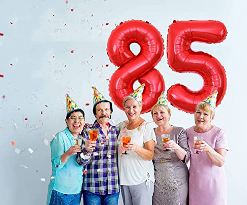 Red 85 Number Balloons - 40 Inch Jumbo Foil Birthday & Anniversary Decor