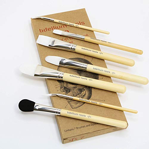 Professional Makeup SFX Glue Brush Set 7 Pieces with Ziplock Pouch