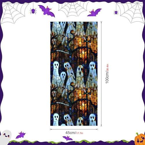 Halloween Ghost Window Clings - Spooky Stained Glass Stickers for Party & Home Decor - Variation 607