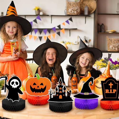 Halloween Honeycomb Centerpieces 12 Pcs Spooky Party Table Decor Set