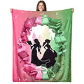 Pink & Green Witch Book Throw Blanket for Girls - Cozy 50x60 Inch Flannel Design