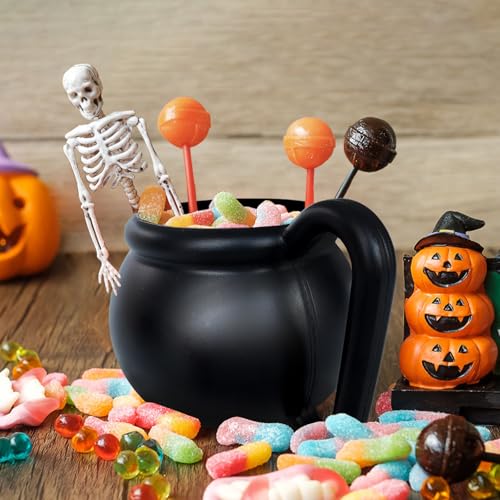 12 Pcs 15 oz Black Cauldron Mug Set - Plastic Halloween Drink Cups