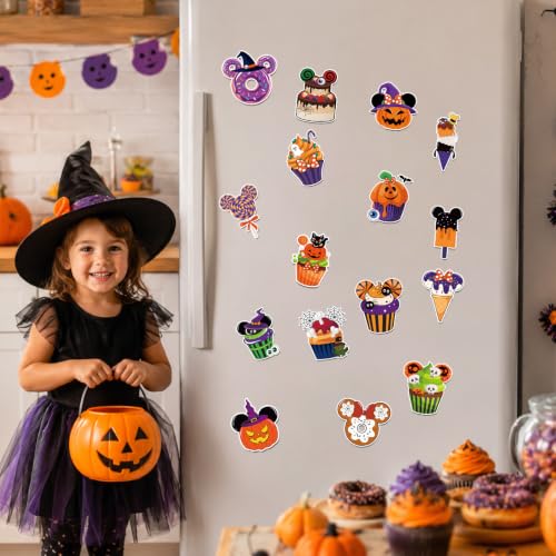 Halloween Refrigerator Magnets 16-Piece Candy Dessert Decor Set for Kitchen & Cabin
