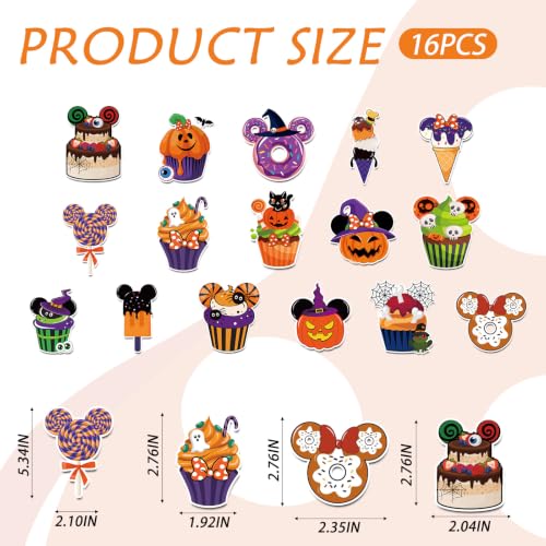 Halloween Refrigerator Magnets 16-Piece Candy Dessert Decor Set for Kitchen & Cabin