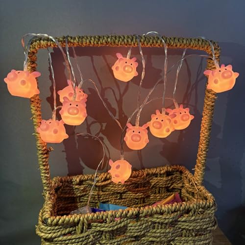 Pig String Lights 1.65m 10LED Fly Pig Shape Fairy Night Light for Kids & Holiday Decor