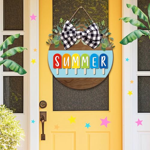 Ice Lolly Summer Door Sign - Welcome Summer Wreath Decor - 12x12 Inch
