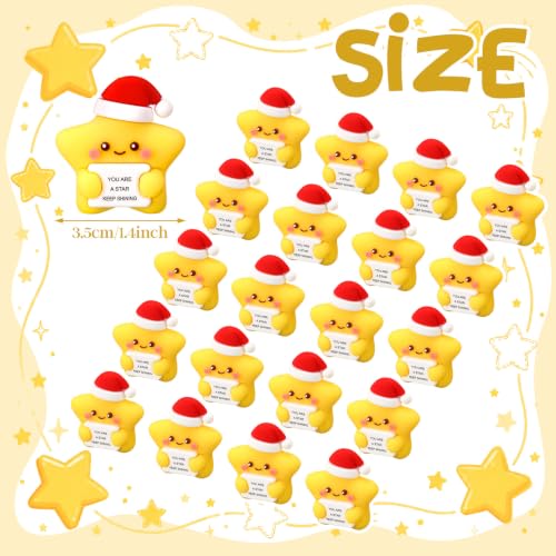 50 Pcs Xmas Star Inspirational Rubber Figures - Holiday Motivational Gifts