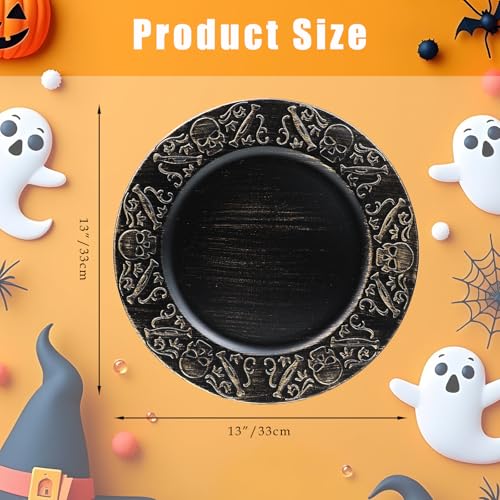 Halloween Black Charger Plates Set of 12 - 13 Inch Plastic Dinnerware