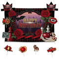 Vampire Rose Birthday Party Supplies Set with Backdrop, Photo Props & Headwear