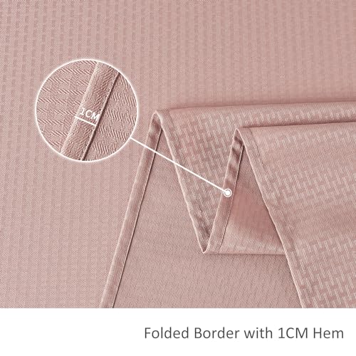 Maxmill Rectangle Waterproof Spillproof Weaved Pattern Tablecloth 70x52 Inch Pale Blush