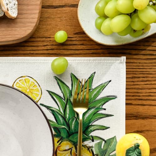 Watermelon Pineapple Lemon Fruit Summer Placemats Set of 4 12x18 Inch Dining Table Decor