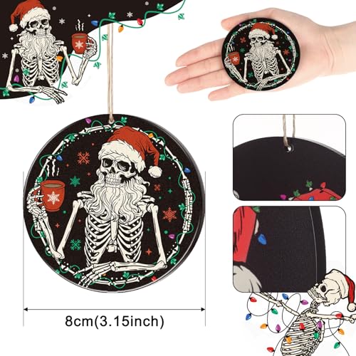 Black Skeleton Christmas Ornaments - Acrylic Halloween Holiday Decor Set of 24
