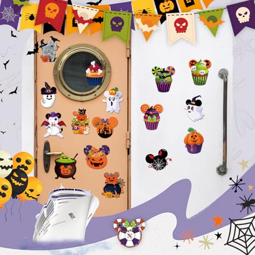 Halloween Cruise Door Decorations - 16 Pcs Mouse Pumpkin Magnets - Halloween Pumpkin Variation