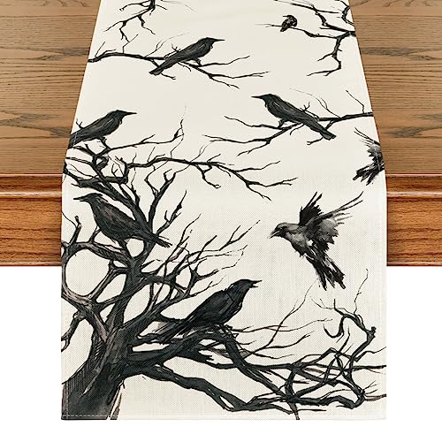 Halloween Table Runner 13x120 Inch Beige Spun Polyester Party Decor