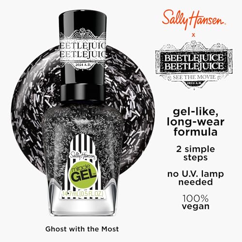 Sally Hansen Miracle Gel Nail Polish - Ghost With The Most - 0.5 Fl Oz, Black Glitter