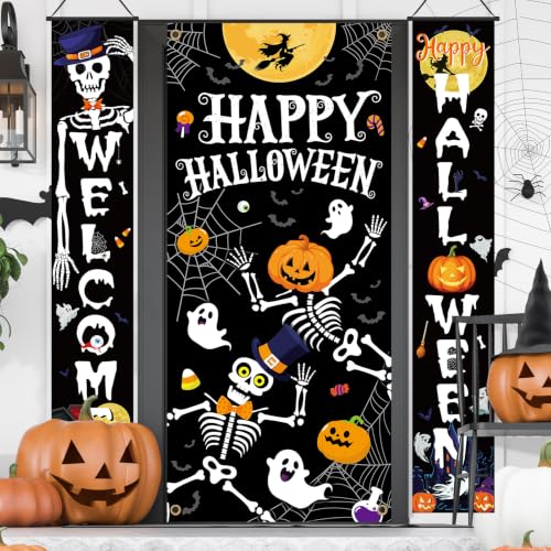 Halloween Skeleton Door Cover & Banner Set - Skeleton Variation