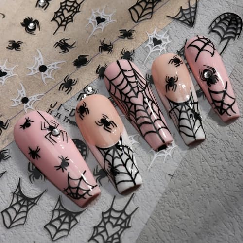 Halloween Nail Art Stickers 3D Rhinestone Set - Spider Web Skull Ghost - halloween1