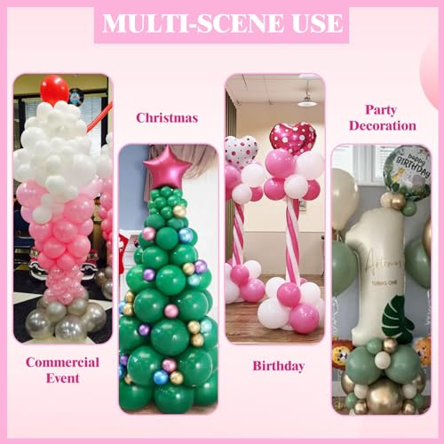 6 Set Heavy-Duty Adjustable Balloon Column Stand Kit for Events - 6.6ft Telescopic Metal Tower with Base