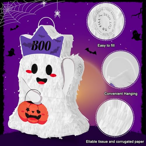 VINTS Halloween Ghost Piñata with Blindfold & Stick - White